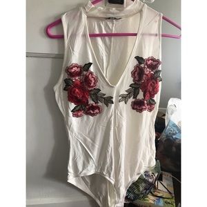 Floral embroidered bodysuit
